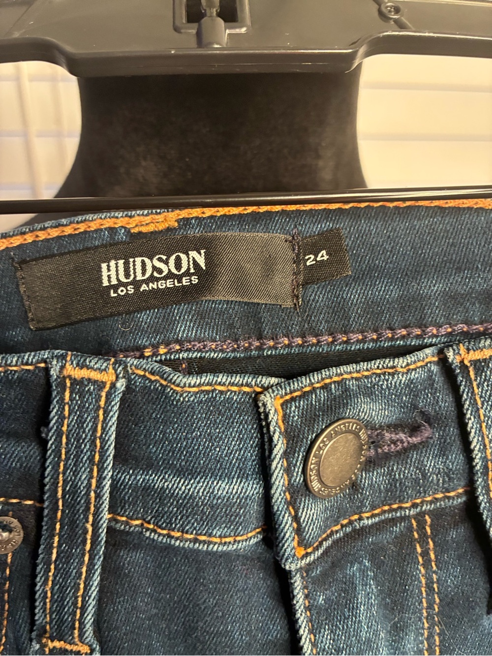 Hudson Jeans Women's Skinny Dark Blue Denim with Contrast Stitching
